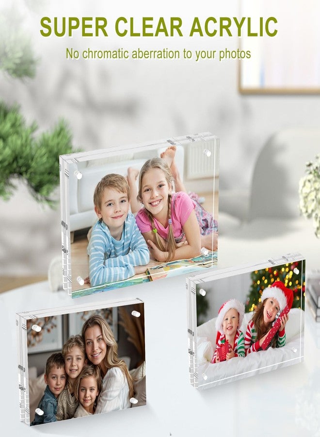 Adboros 4x6 Acrylic Picture Frame 10 Pack, Clear Picture Frames Double Sided Magnetic Freestanding Photo Block Frame Desktop Display Floating Frameless Acrylic Frame Stand - Image 5